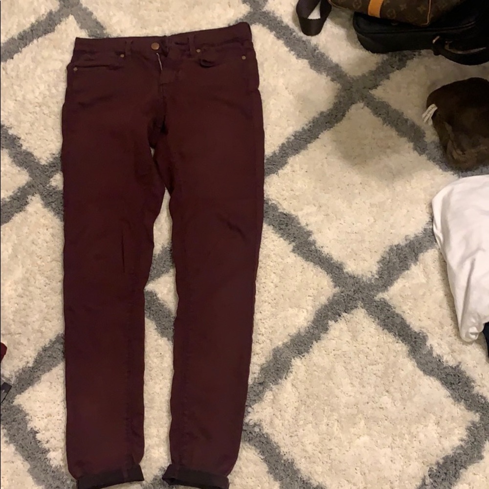 Topshop maroon Moto Leigh jeans